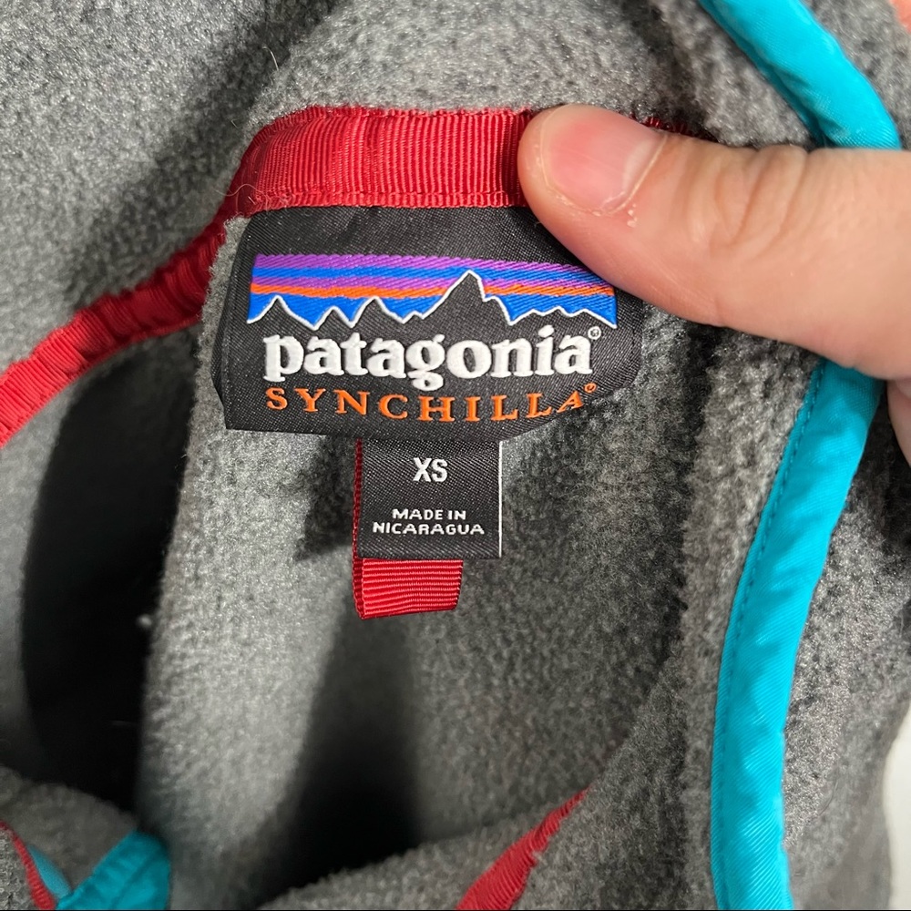 Patagonia Gray & Teal Snap T Synchilla Pullover XS - Picture 4 of 5